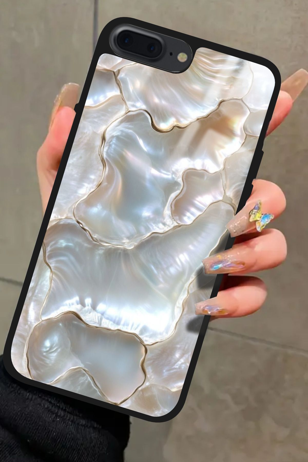 Snacase iPhone 8 Plus Uyumlu Beyaz Tasarımlı Glossy Premium Kılıf
