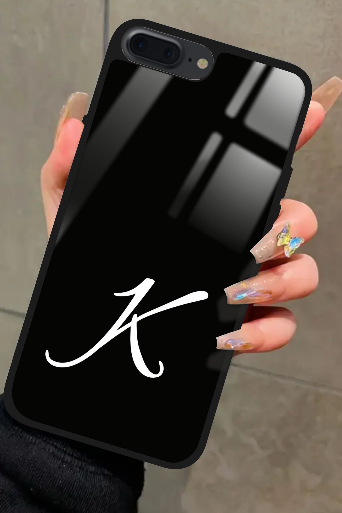 Snacase iPhone 8 Plus Uyumlu K Harfi Yazılı Glossy Premium Kılıf