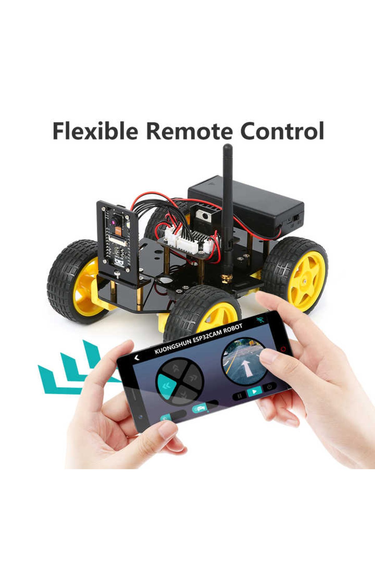 ROBOFUN-ESP32 CAM 4WD Robotic Car Kit with WiFi Control 5