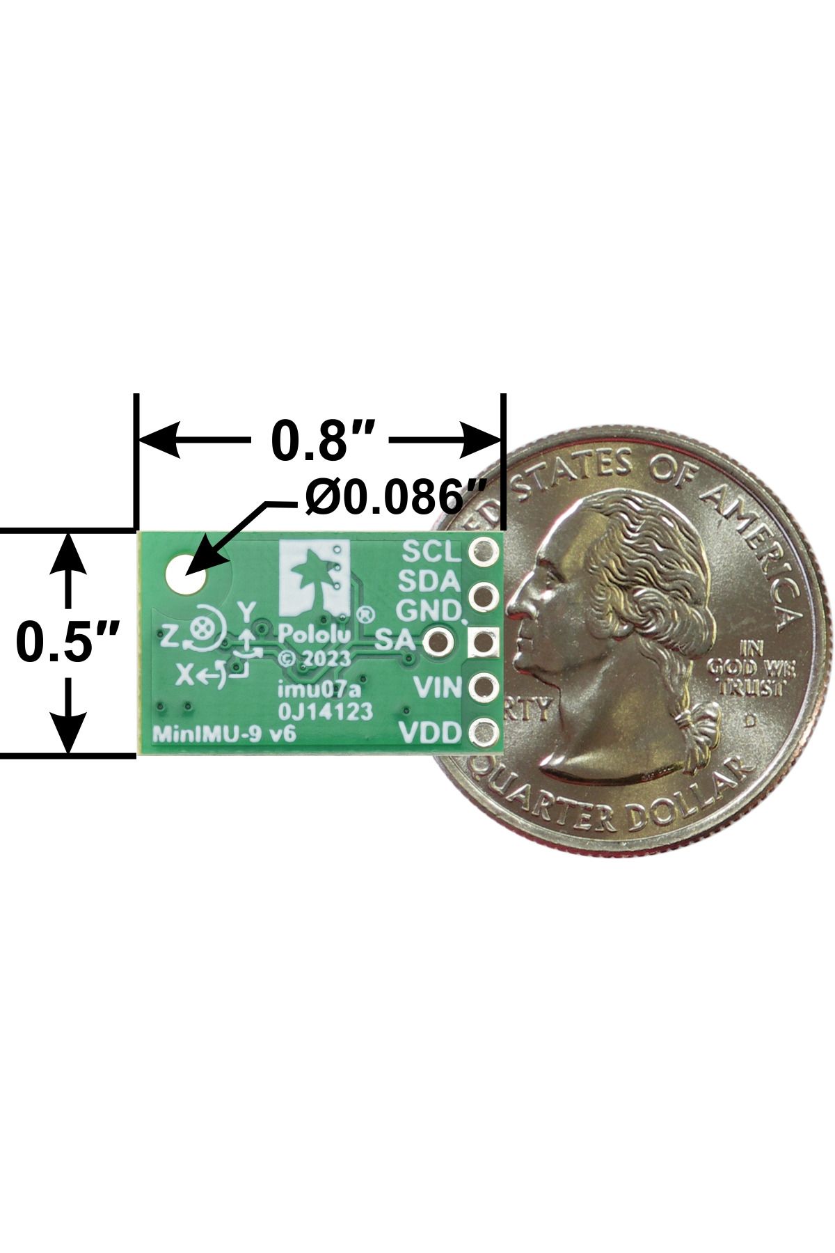 Pololu-MinIMU-9 v6 Gyro, Accelerometer, and Compass (LSM6DSO and LIS3MDL Carrier) 2