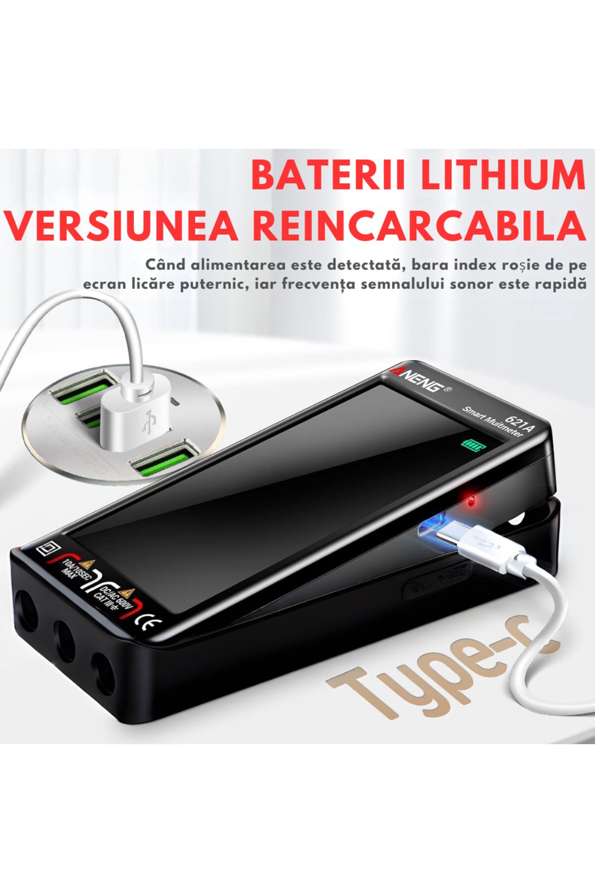Vittalist-Multimetru digital, ecran LCD, avertizare și detectare automată, măsurare curent DC/AC, negru 6