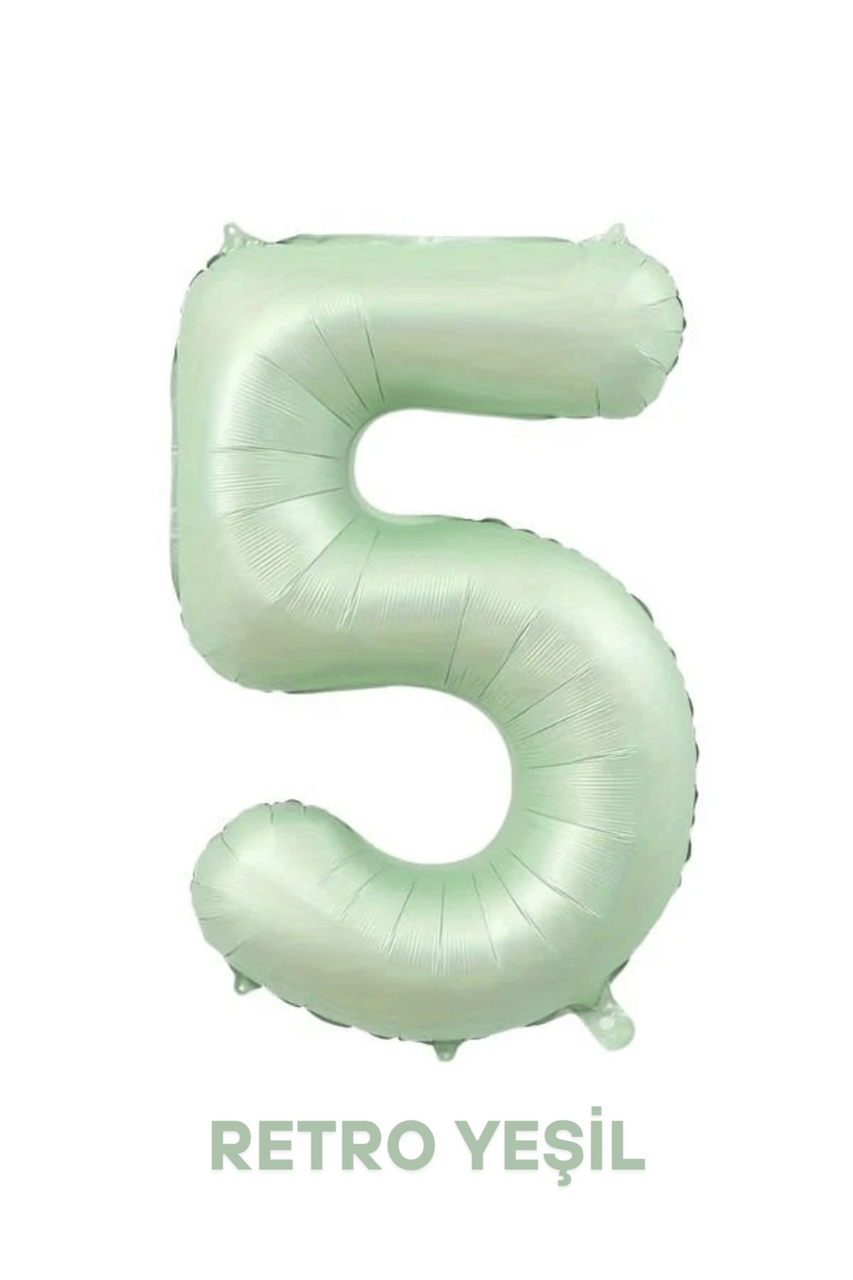 Mielibon Retro Yeşil Rakam Folyo Balon - 76 cm