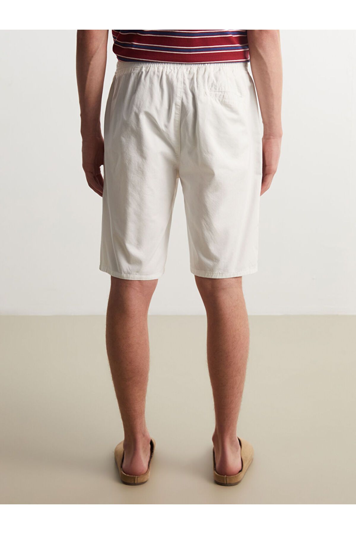 LC Waikiki-Ανδρικό σορτς XSIDE Ecru Comfortable Fit Gabardine 4