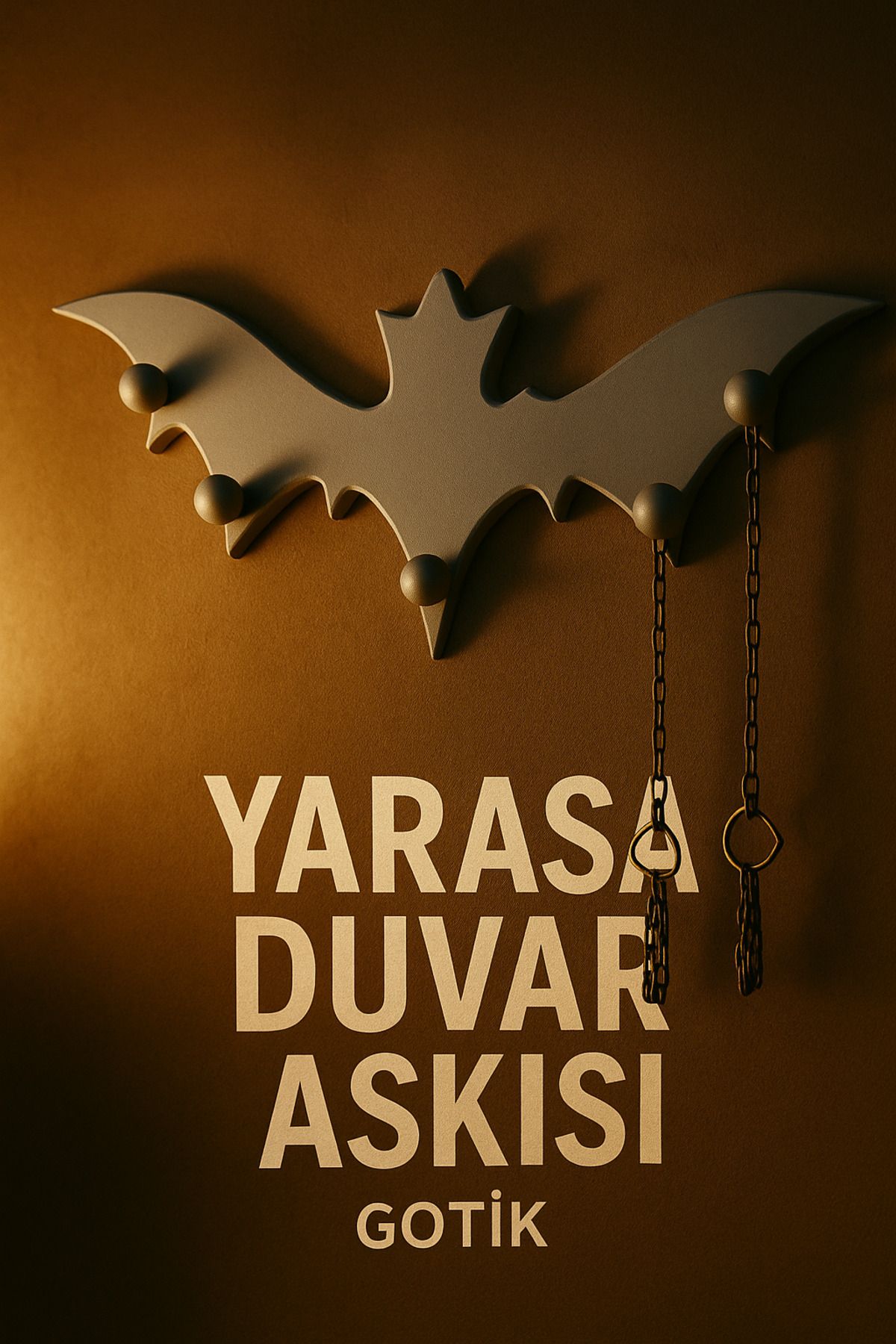 Filkorium3D Gotik Yarasa Kancası Duvar Dekoru ve Mücevher Rafı - Kolye Askısı - PLASTİK - 32 CM