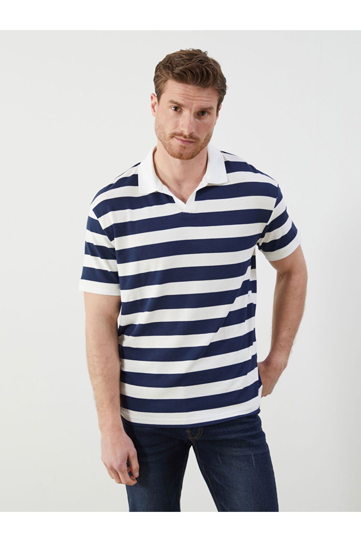 LC Waikiki Polo Yaka Çizgili Penye Erkek Tişört