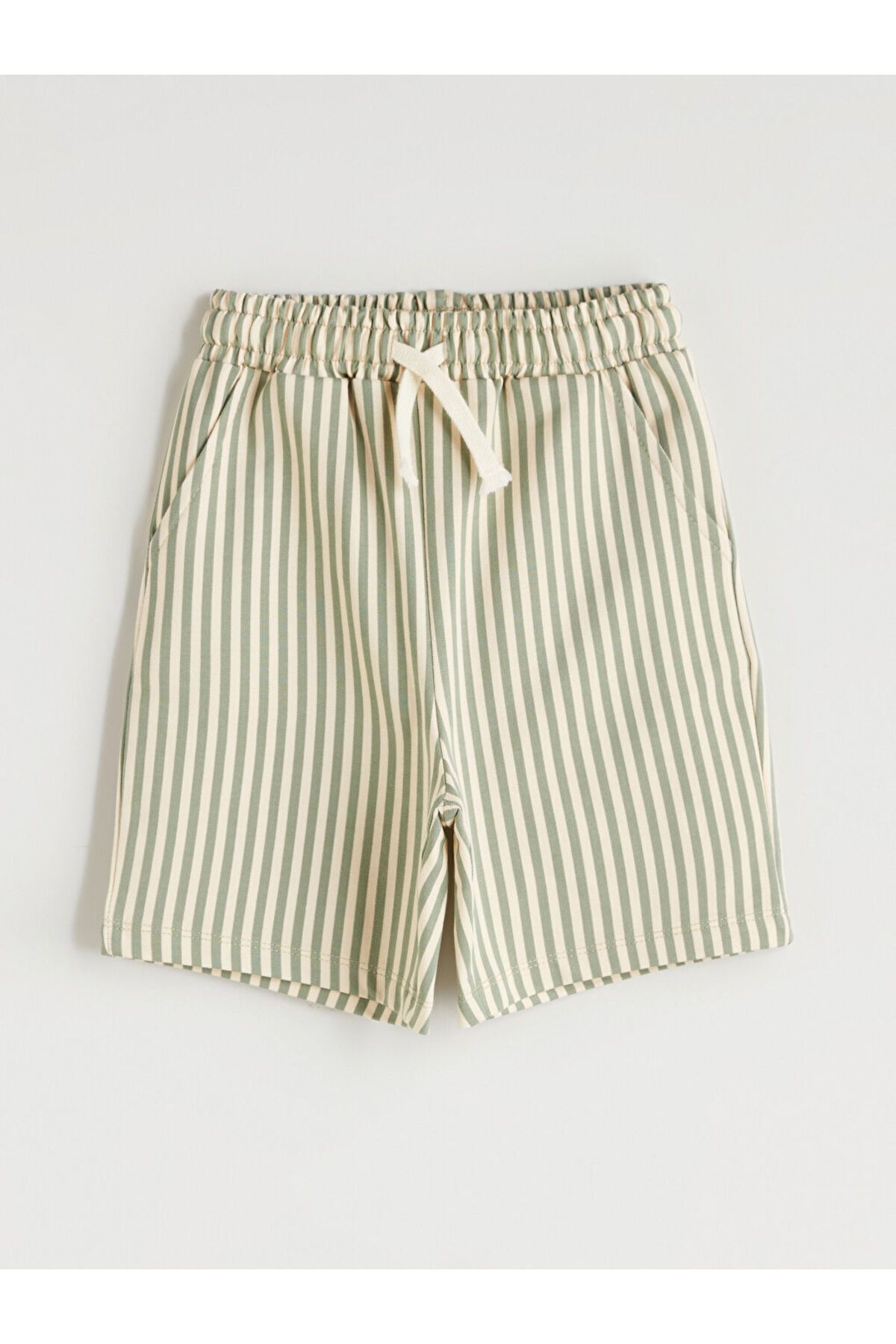 LC Waikiki-Sparkling Selections from Shining Store |   Green Elastic Waist Striped Boy's Shorts 1