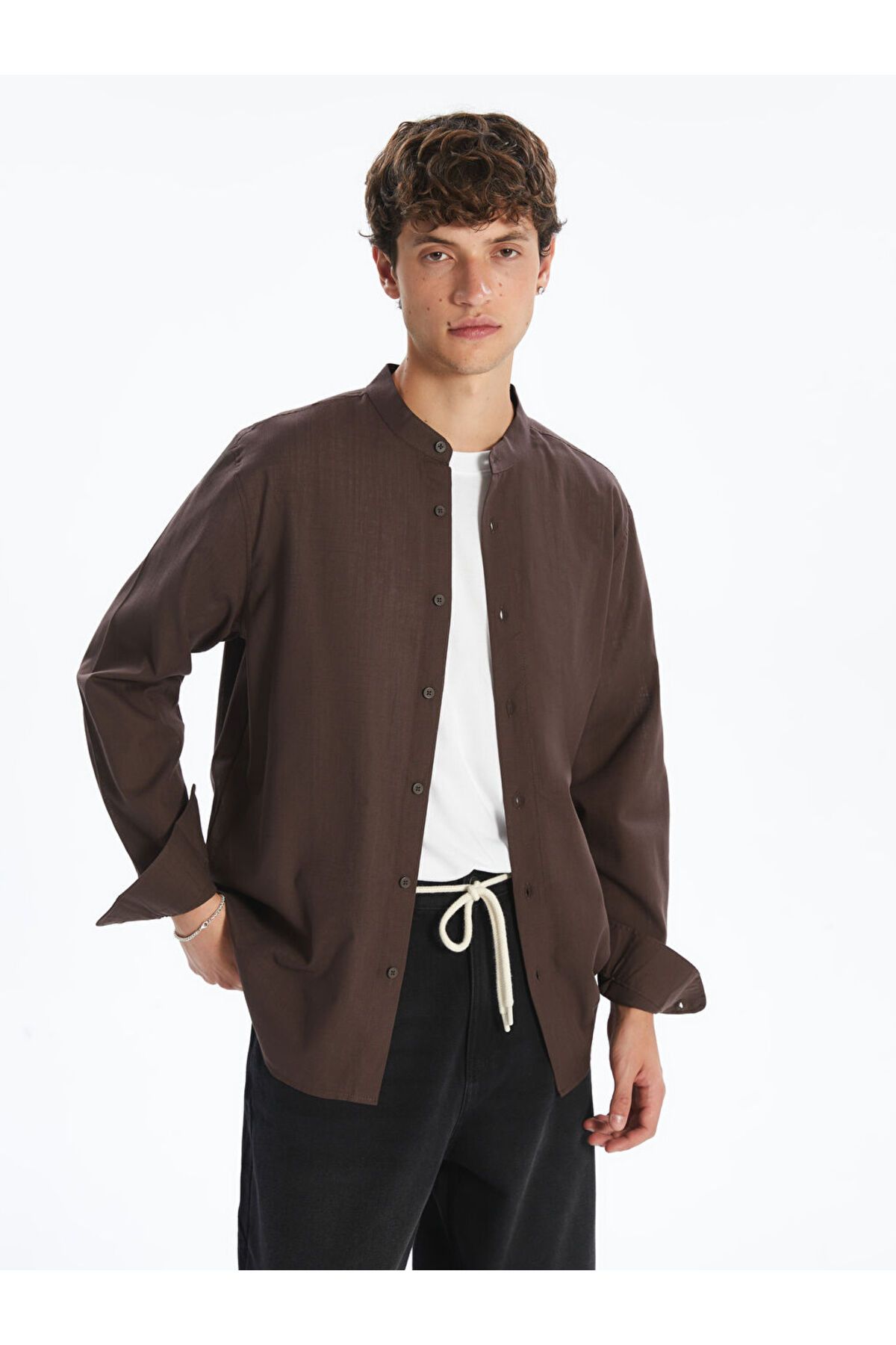 LC Waikiki XSIDE Kahverengi Regular Fit Uzun Kollu Poplin Erkek Gömlek