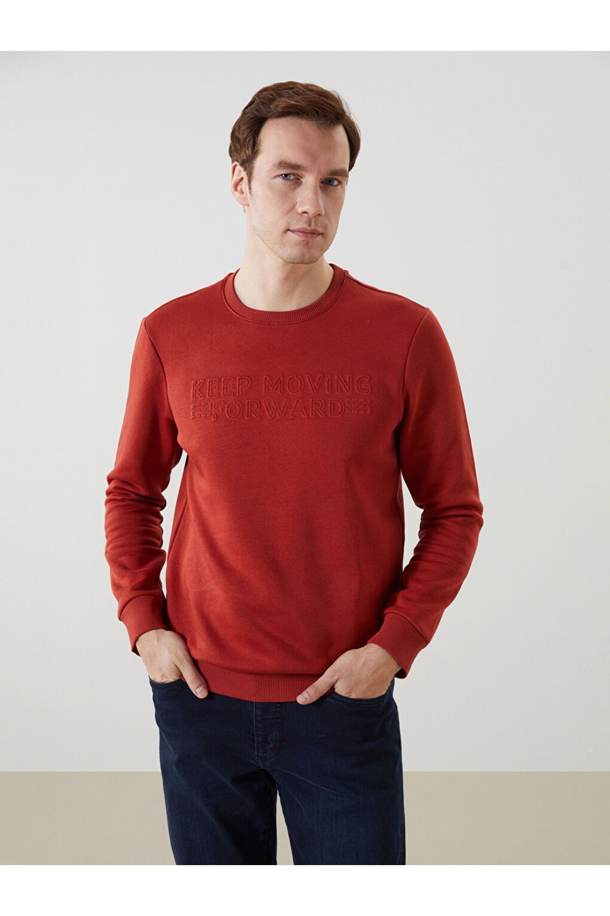 LC Waikiki Bisiklet Yaka Uzun Kollu Erkek Kalın Sweatshirt