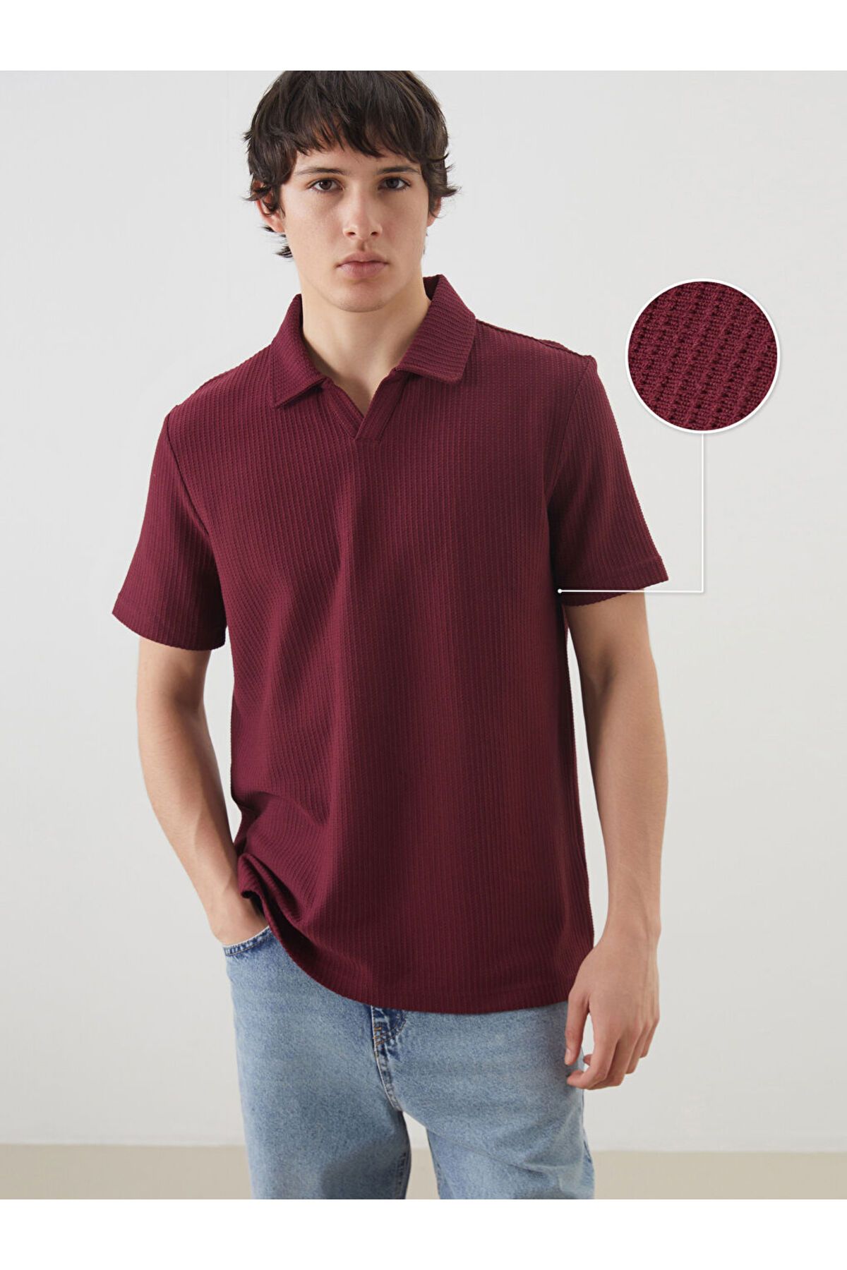 LC Waikiki XSIDE Bordo Polo Yaka Erkek Dokulu Tişört