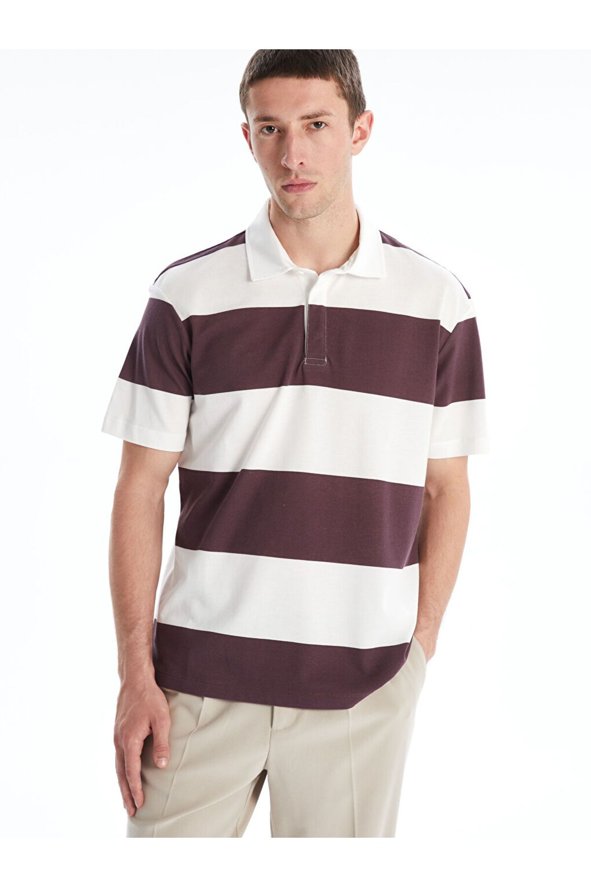 LC Waikiki Polo Yaka Çizgili Pike Erkek Tişört