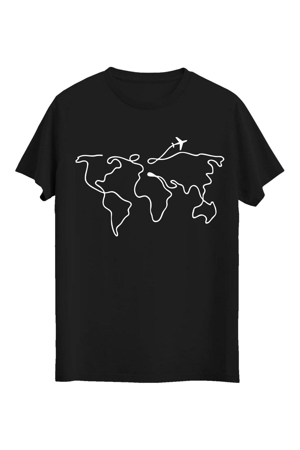 srcmarket Dünyayı Gezenlere, Gezmeyi Sevenlere Özel, Dünya Haritası Baskılı Unisex Tshirt
