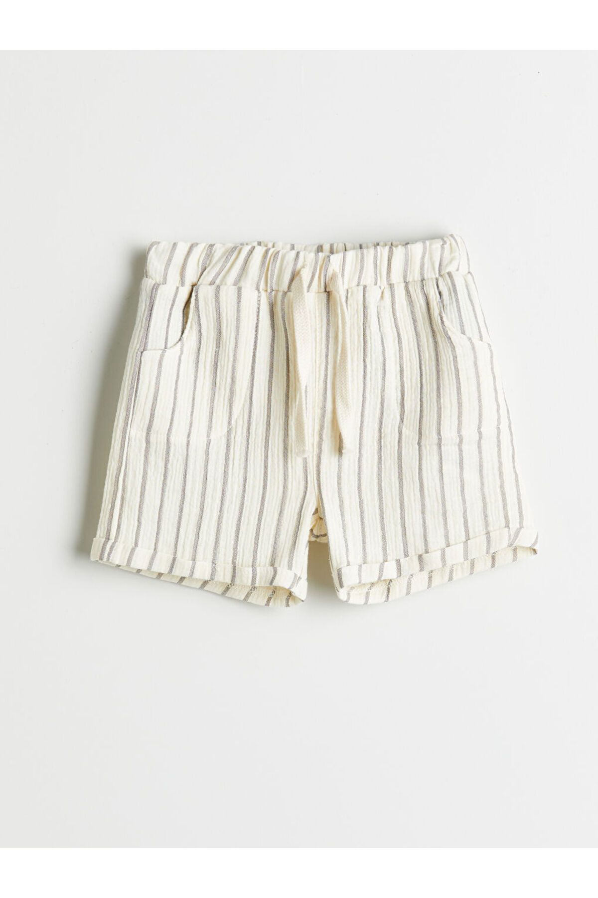 LC Waikiki-Quality Parts from Celebi Store |   Ecru Striped Baby Boy Shorts with Elastic Waist 1