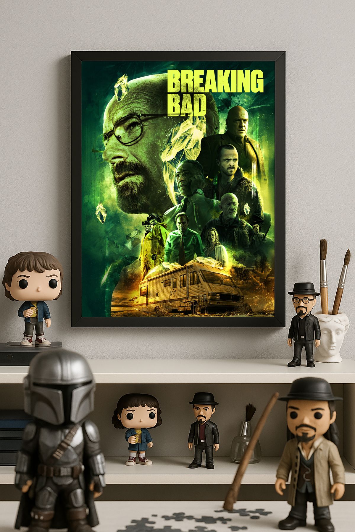 Duvarda Breaking Bad Siyah Ahşap Çerçeveli Dizi Duvar Tablosu