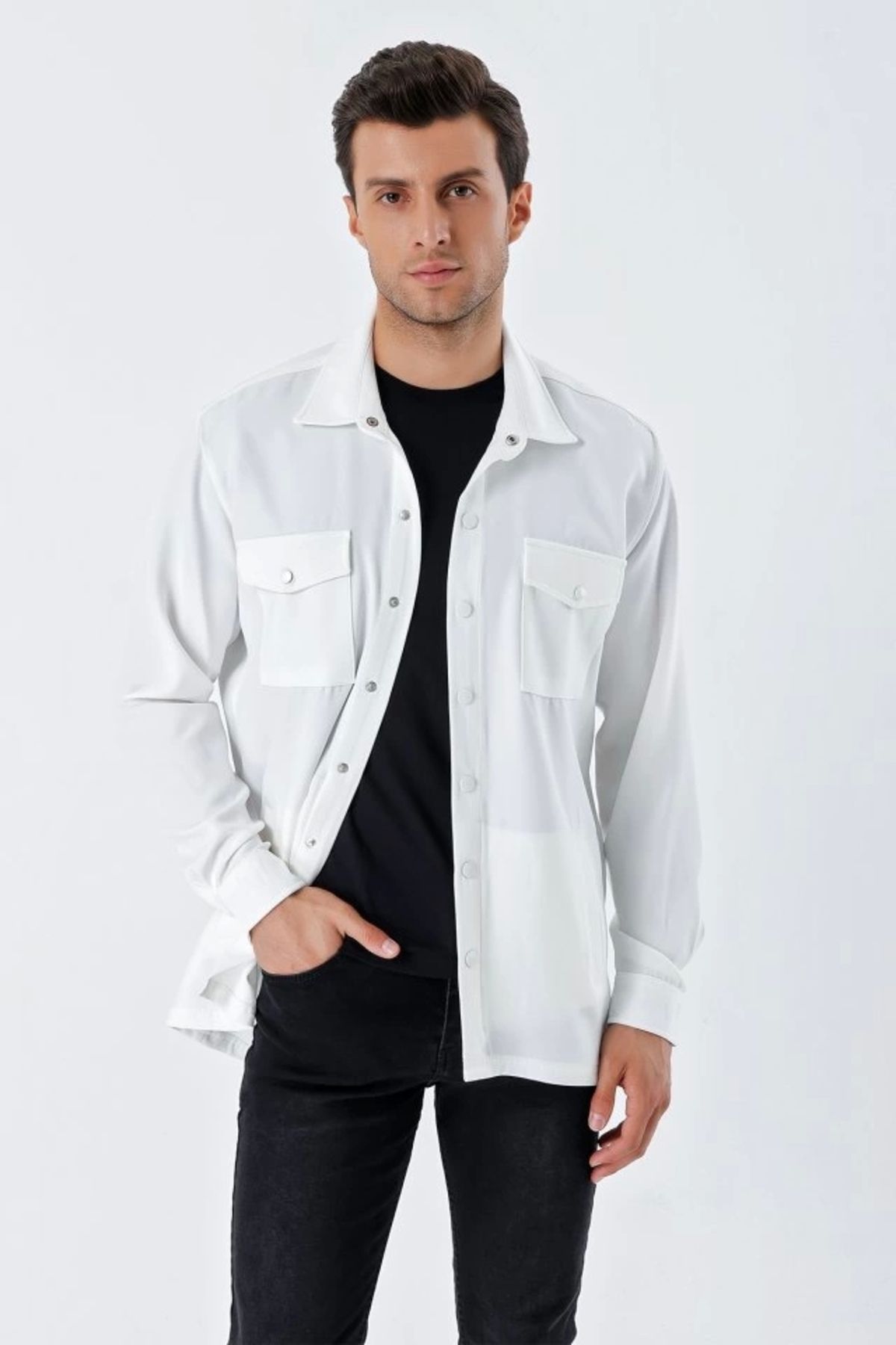 Butik 20193 Oversize Erkek Gömlek - Beyaz