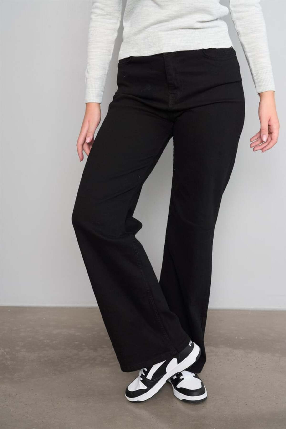 Rift Jeans Kadın Düz Palazzo Bol Paça Pantolon Denim