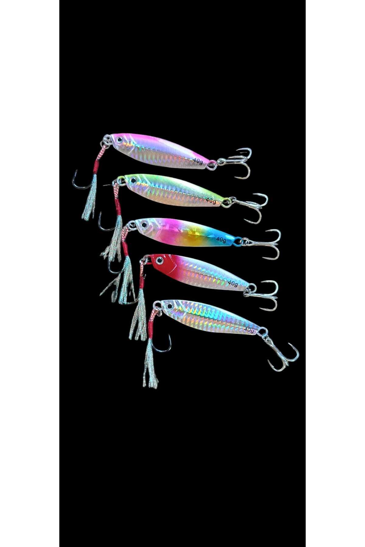 hobidaşım 5'li Metal Jig Suni Balık Yemi Seti 40g – Jigging Yem Takımı (8.1 cm)+ Kutu Hediyeli