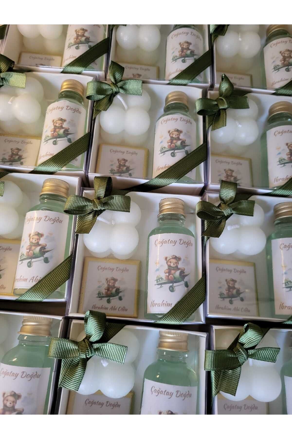 3DLuxeDekor Çikolata Mum Kolonya Hediyelik 10 ADET (Bebek, Söz, Nişan, Kına, Düğün, Mevlid)