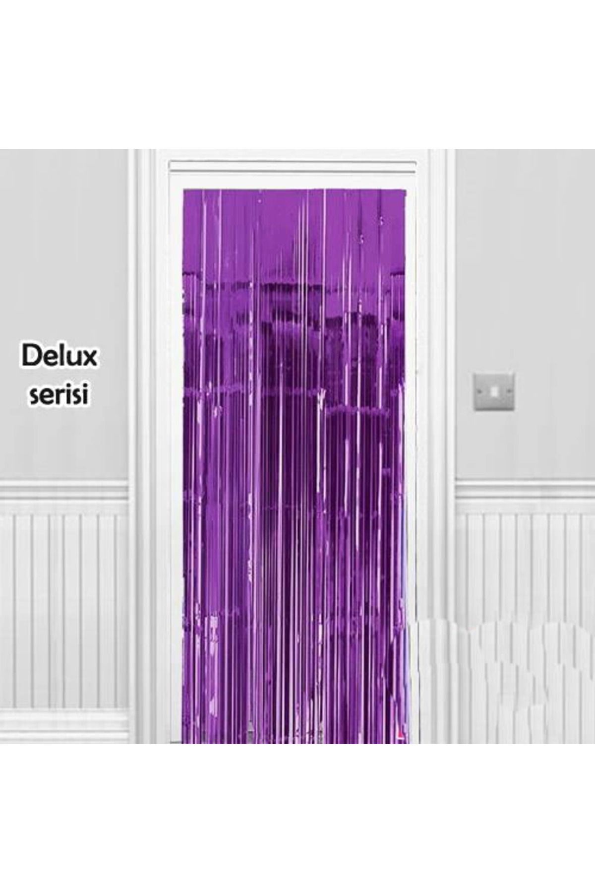 YNT İthalat Işıltılı Du Ve Kapı Perdesi Mor Renk 90x200 Cm