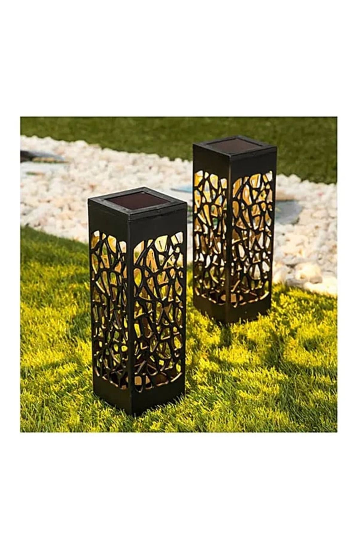 Silahlı Tower Dekoratif Solar Güneş Enerjili Bahçe Aydınlatması Yürüyüş Yolu Seti (6 Adet)