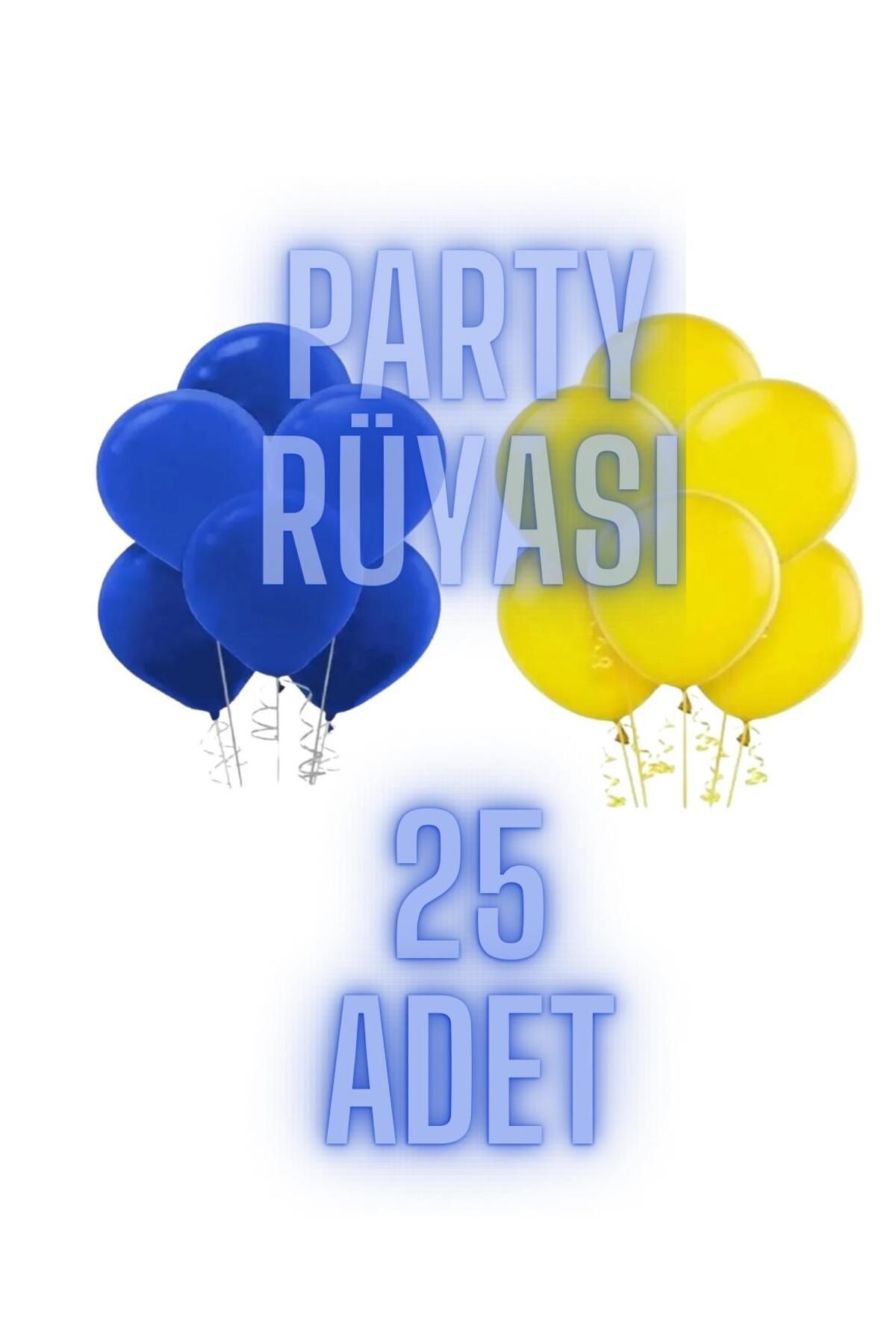 partyrüyası 25 Adet Sarı-Lacivert Metalik Balon 12 Inç Metalik Ekstra Parlak Renk