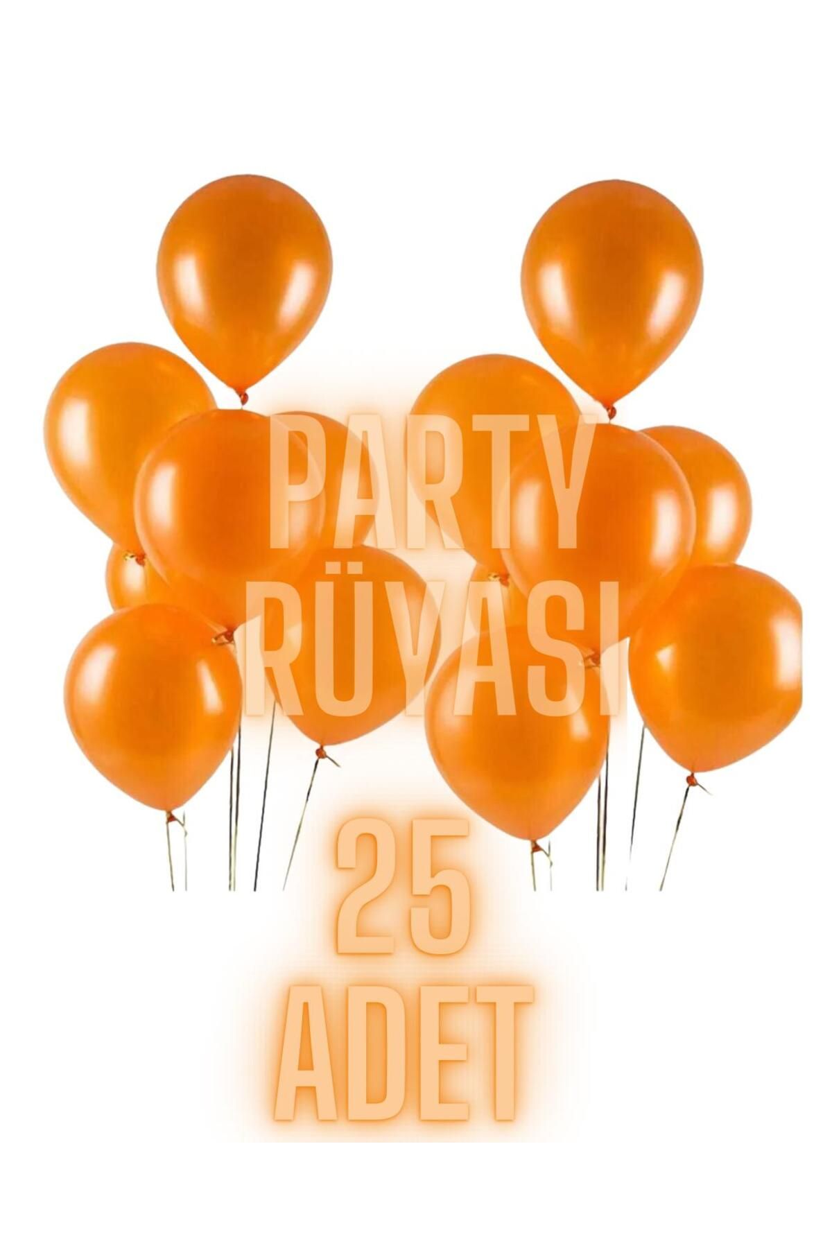 partyrüyası 25 Adet Turunçu Metalik Balon 12 Inç Metalik Ekstra Parlak Renk