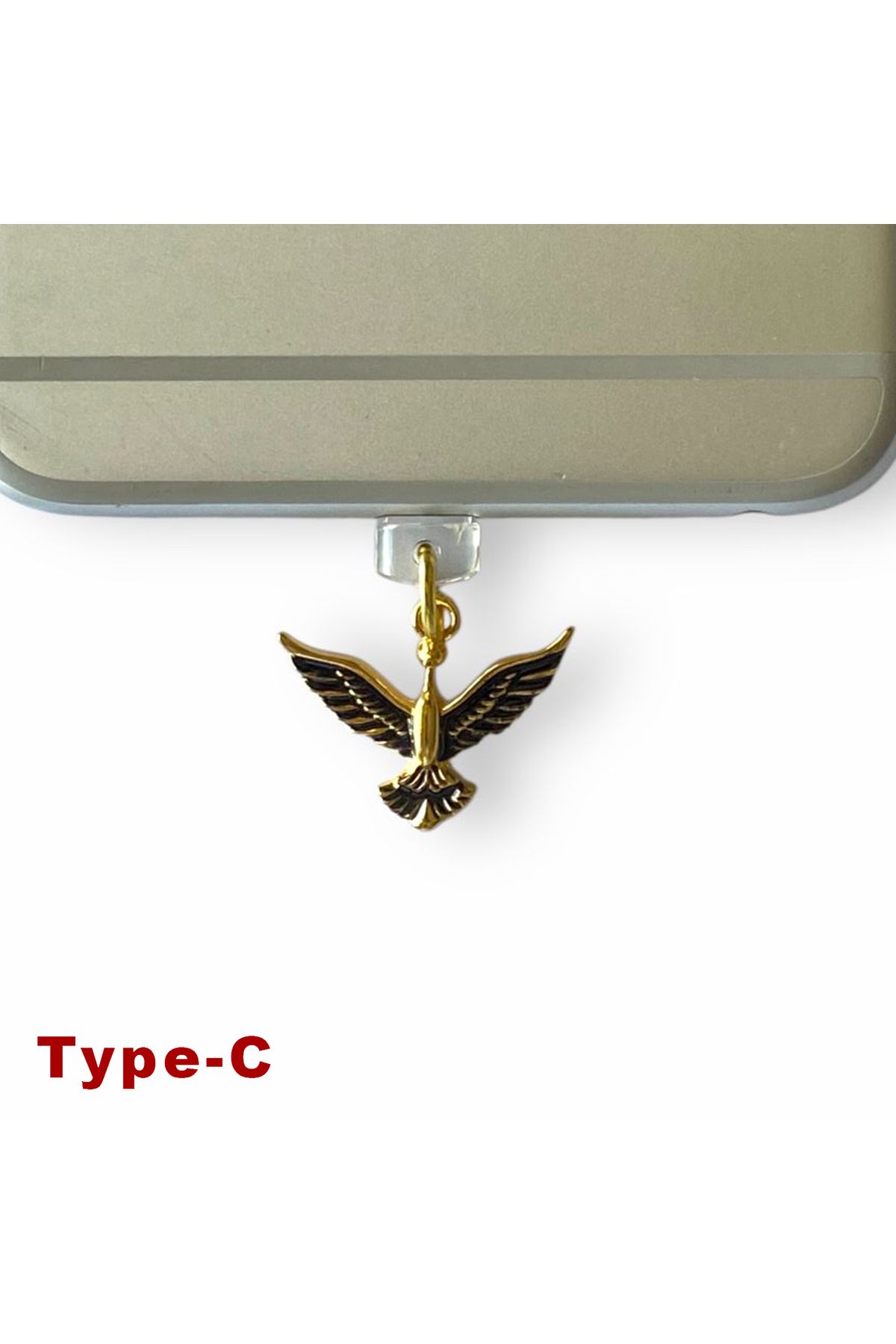 BK Design Type-C Çelik Takı Figürlü Telefon Şarj Portu Toz Tıpası Toz Tıkacı Charm TCGL4019