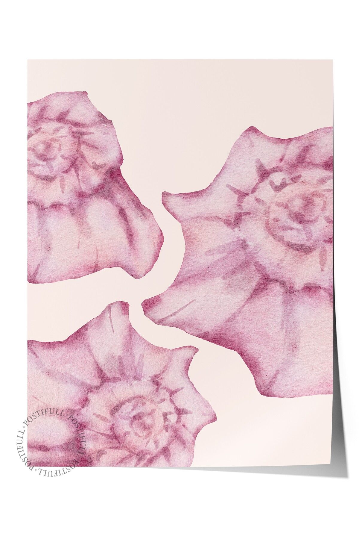 Postifull Çerçevesiz Duvar Posteri, Çiçekler, sulu boya, Botanical, Pastel Tonlar, Pembe Renk Poster, 2025 Yaz