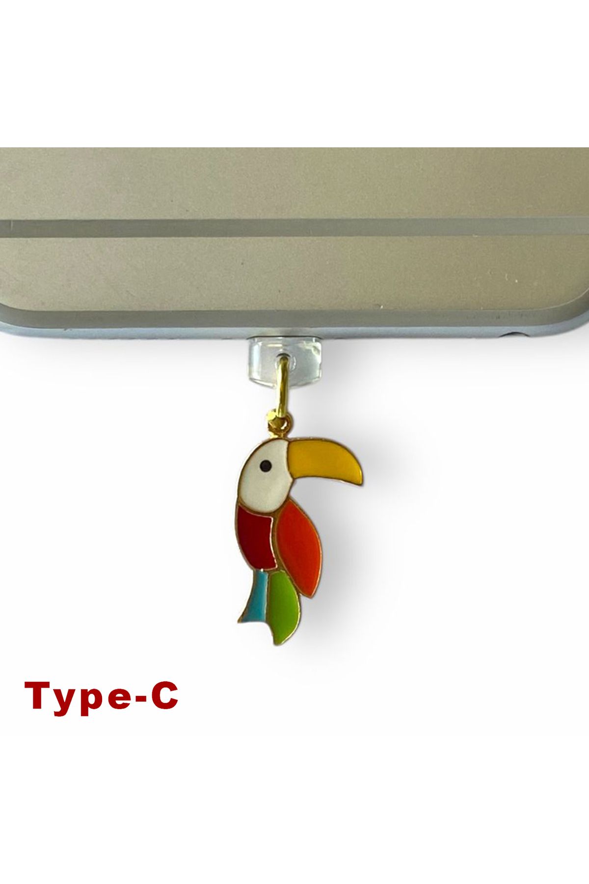 BK Design Type-C Çelik Takı Figürlü Telefon Şarj Portu Toz Tıpası Toz Tıkacı Charm TCGL4005
