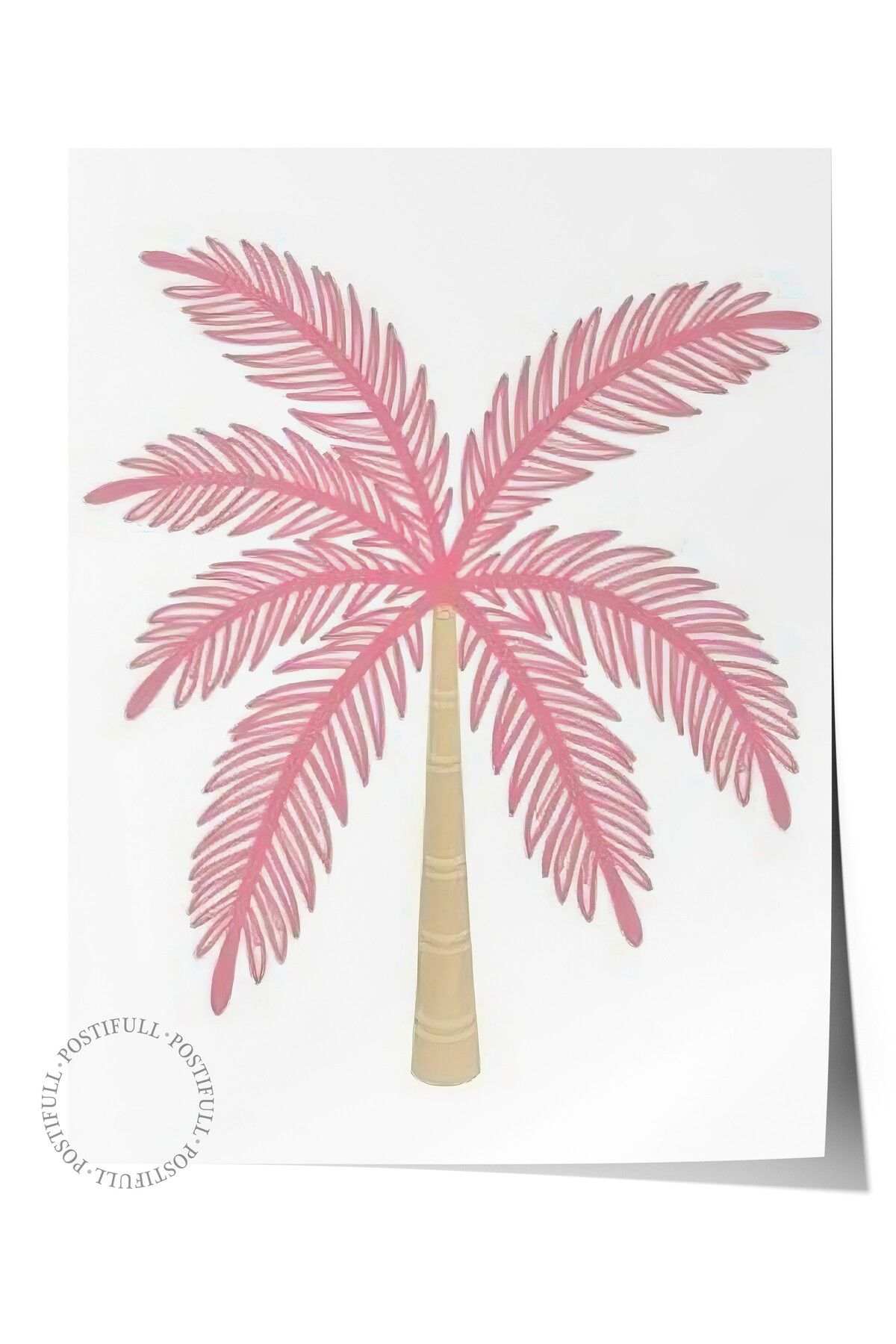 Postifull Çerçevesiz Duvar Posteri, Pembe Palmiye Ağacı, İllüstrasyon, Pembe Renk Poster, 2025 Yaz Seçkisi, NO