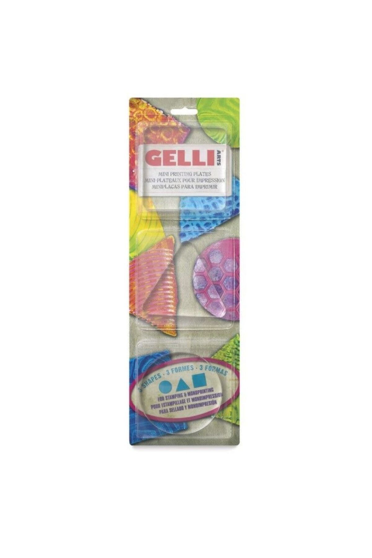 MASTRO Gelli Arts Gel Printing Plate Mini Jel Yuvarlak Üçgen Kare Set Baskı Plakası 3 Adet