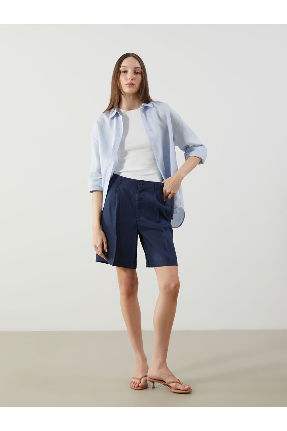 LC Waikiki Loose Fit Keten Kadın Şort