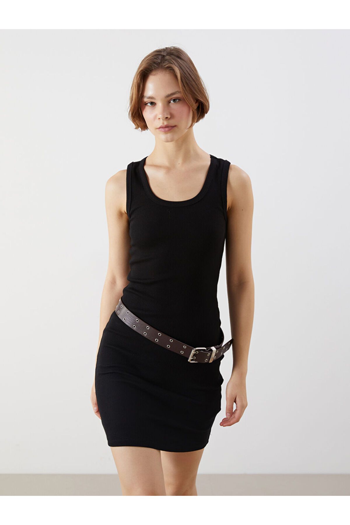 LC Waikiki XSIDE Siyah U Yaka Bodycon Elbise