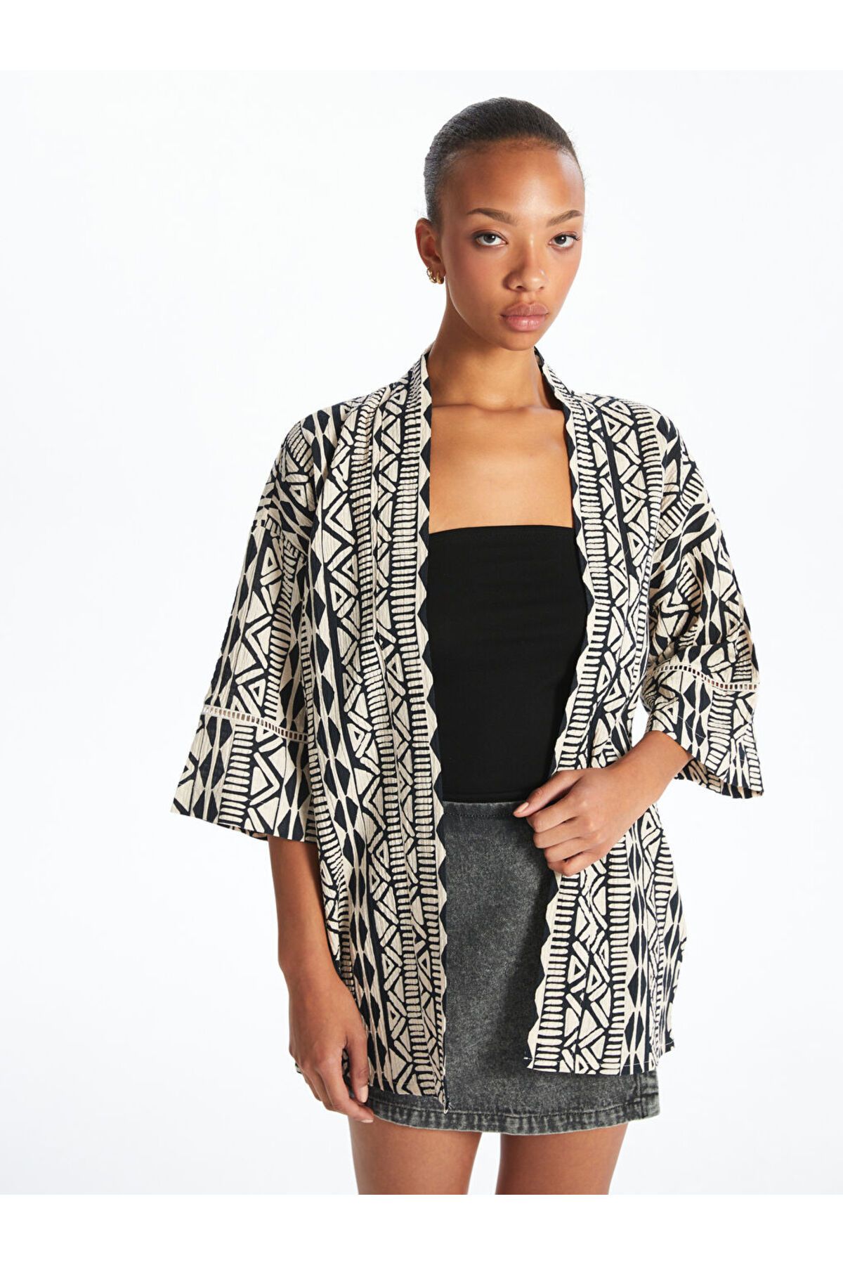LC Waikiki Şal Yaka Oversize Müslin Kadın Kimono