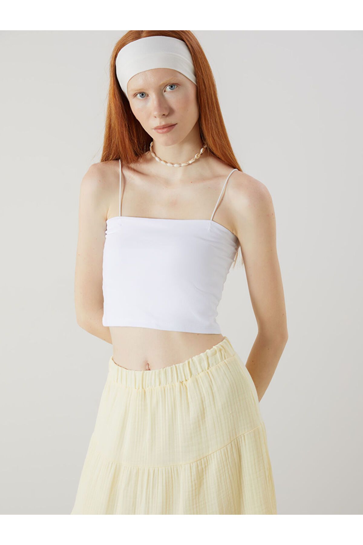 LC Waikiki XSIDE Beyaz Kare Yaka Askılı Crop