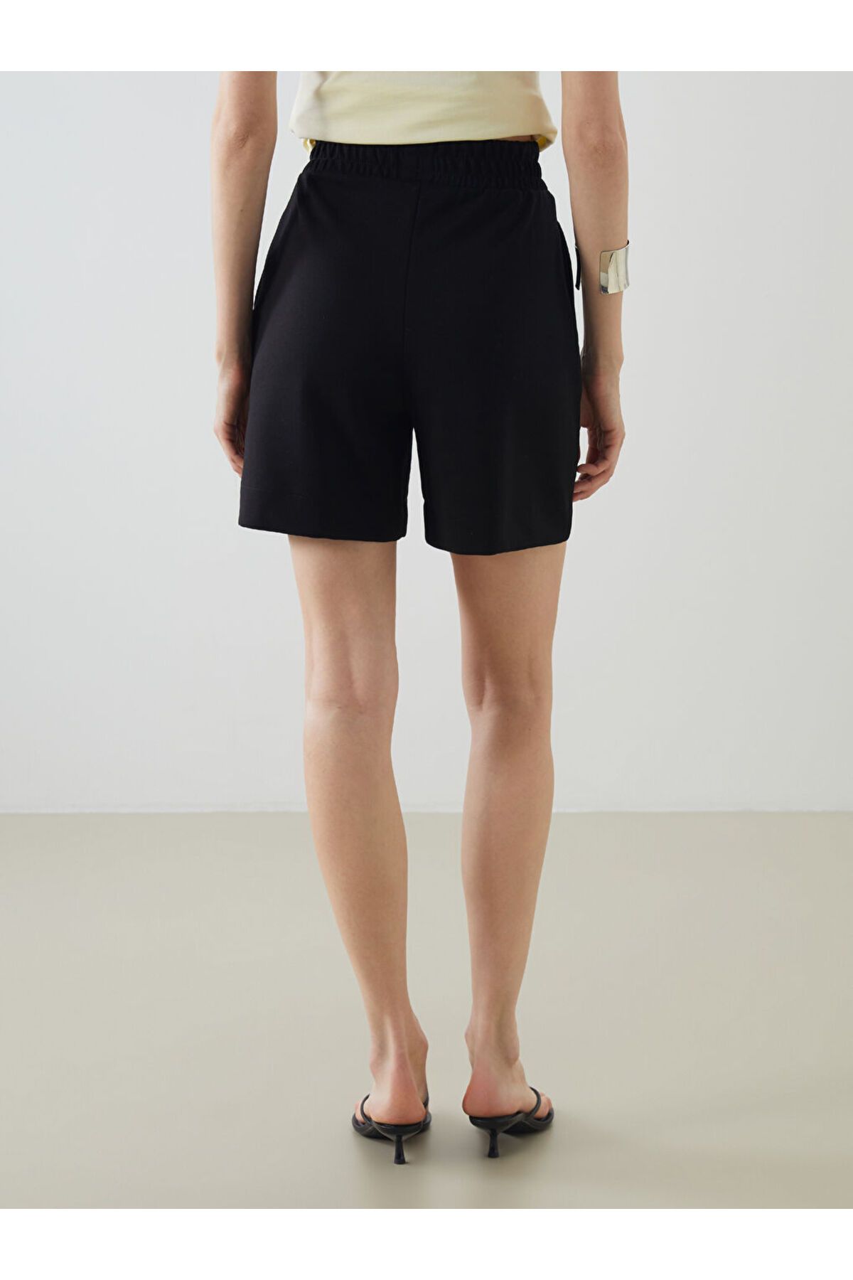 LC Waikiki-Sparkling Selections from Shining Store |   Black Women's Shorts with Elastic Waist 4
