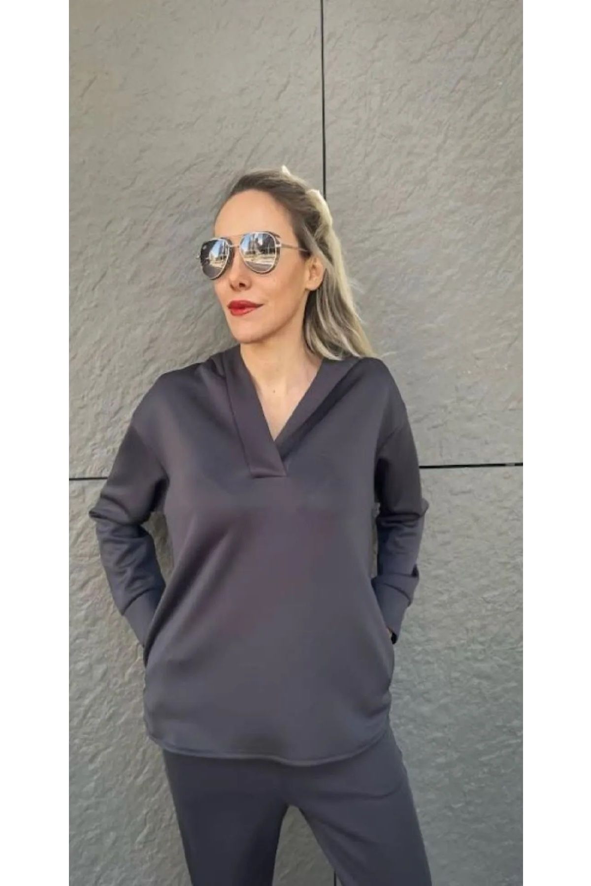 boutich KADIN KAPÜŞONLU SCUBA KUMAŞ SWEATSHİRT