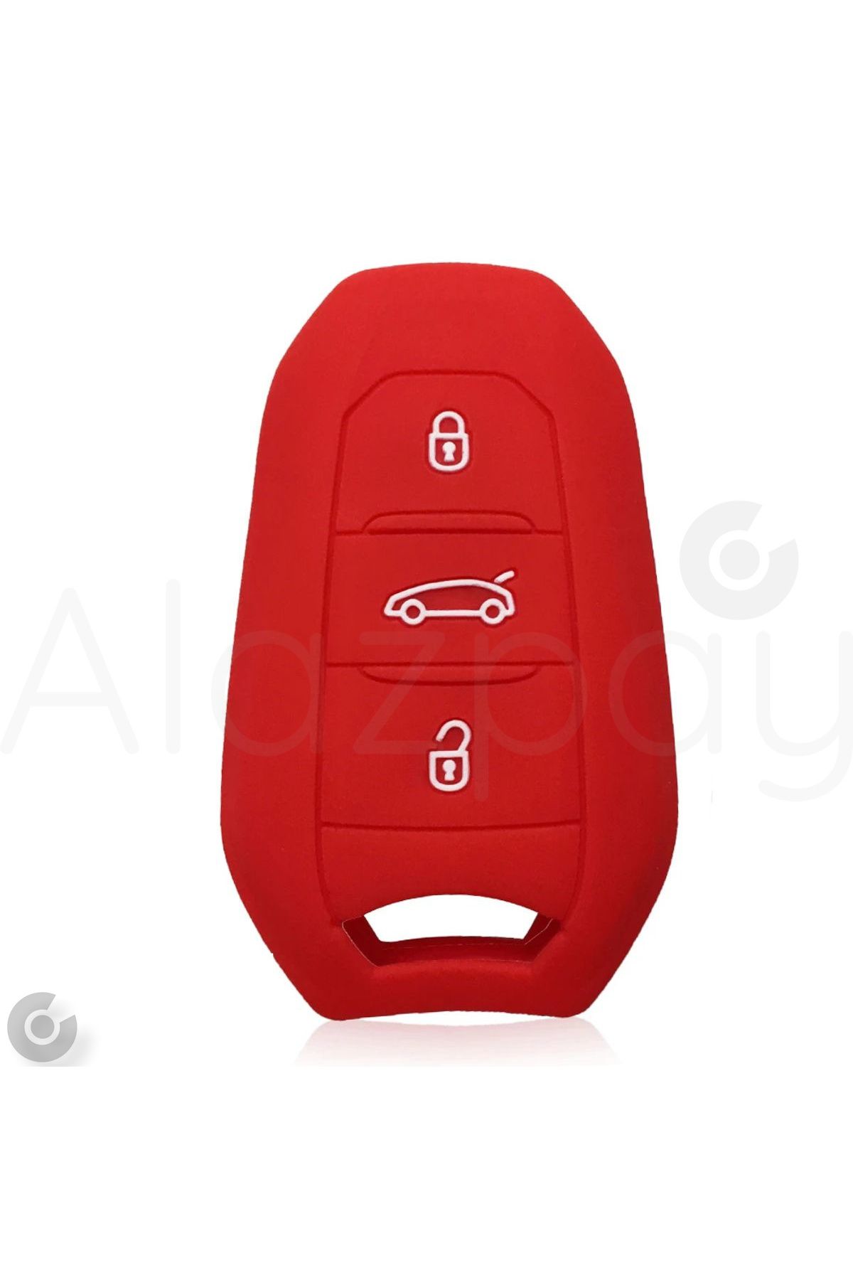 Alazpay Peugeot 208 308 508 2008 3008 5008 Renkli Silikon Anahtar Kılıfı (Kırmızı - 1 Adet)