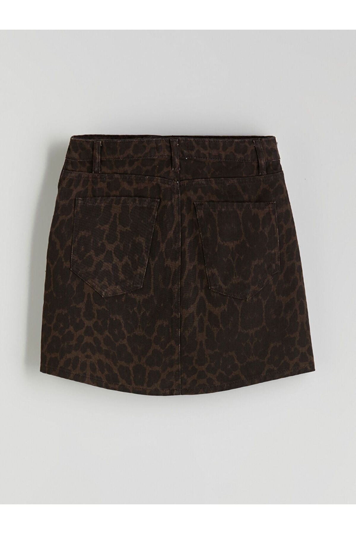 LC Waikiki-Tight Fit Leopard Patterned Mini Jean Skirt 3