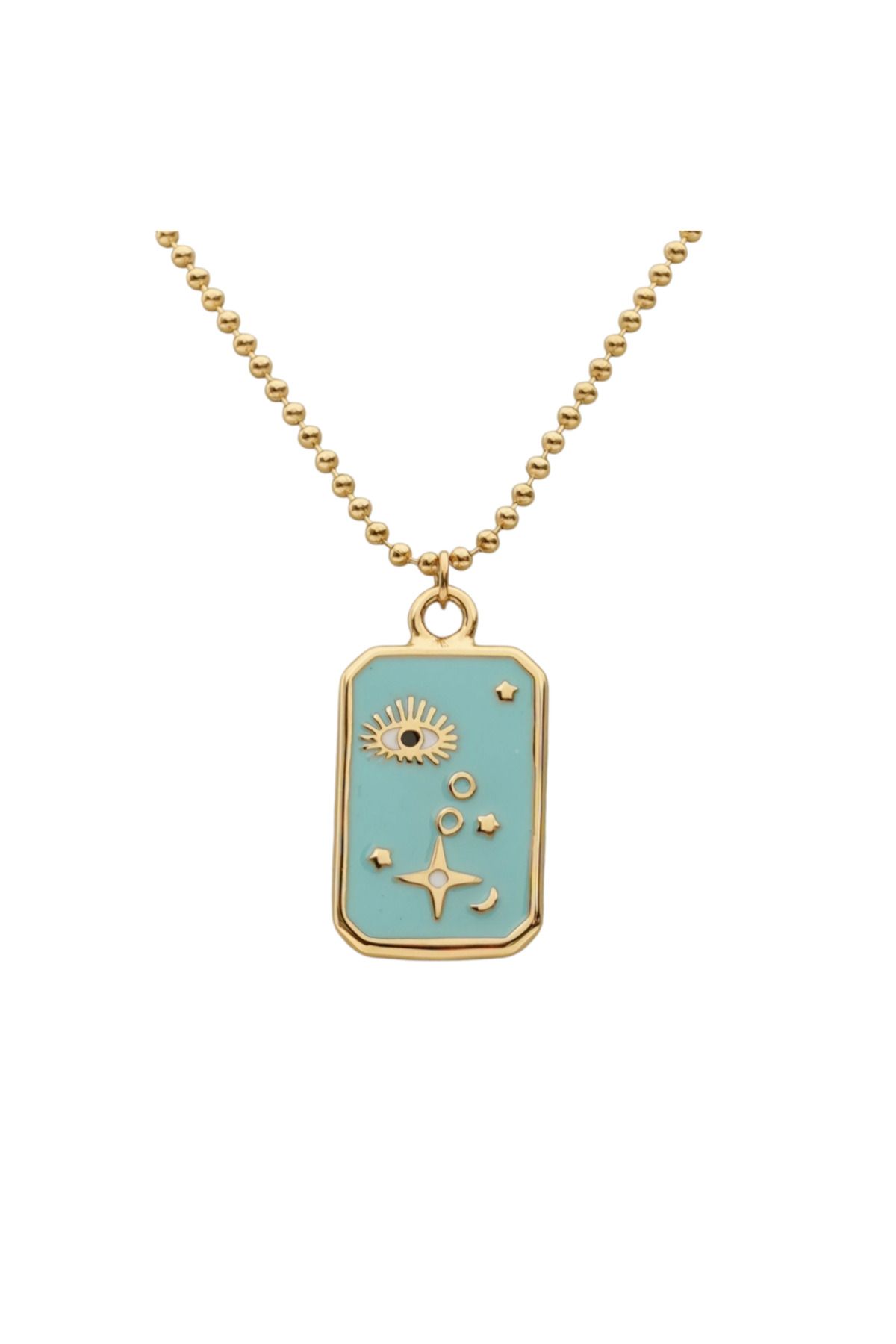 staınless steel Mistik Semboller Temalı Paslanmaz Çelik Gold Kadın Kolye Koleksiyonu- Tarot&Astro Figürlü-41+6 cm