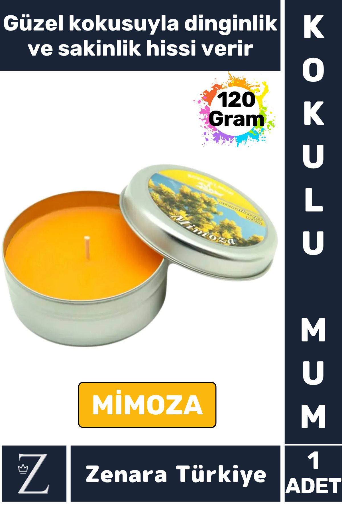 Zenara Özel Metal Kutu Arınma Huzur Meditasyon Yoga Esans Sakinlik Veren Dekoratif Oda Kokusu Mum 120 Gram