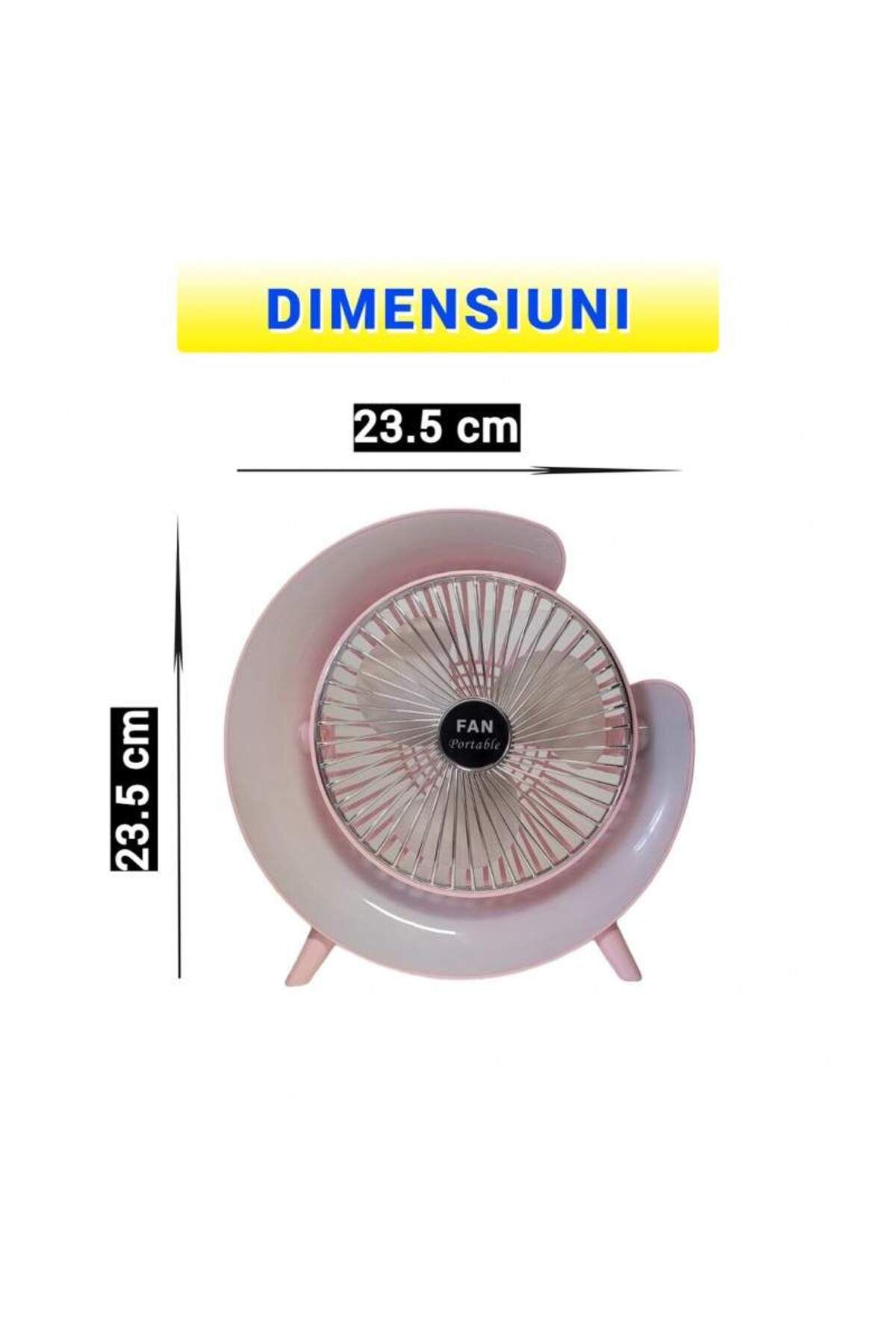 SIKS-Mini ventilator portabil pentru birou, LED RGB, lumini ambientale, reglare la 180°, 3 viteze ale vântului 6