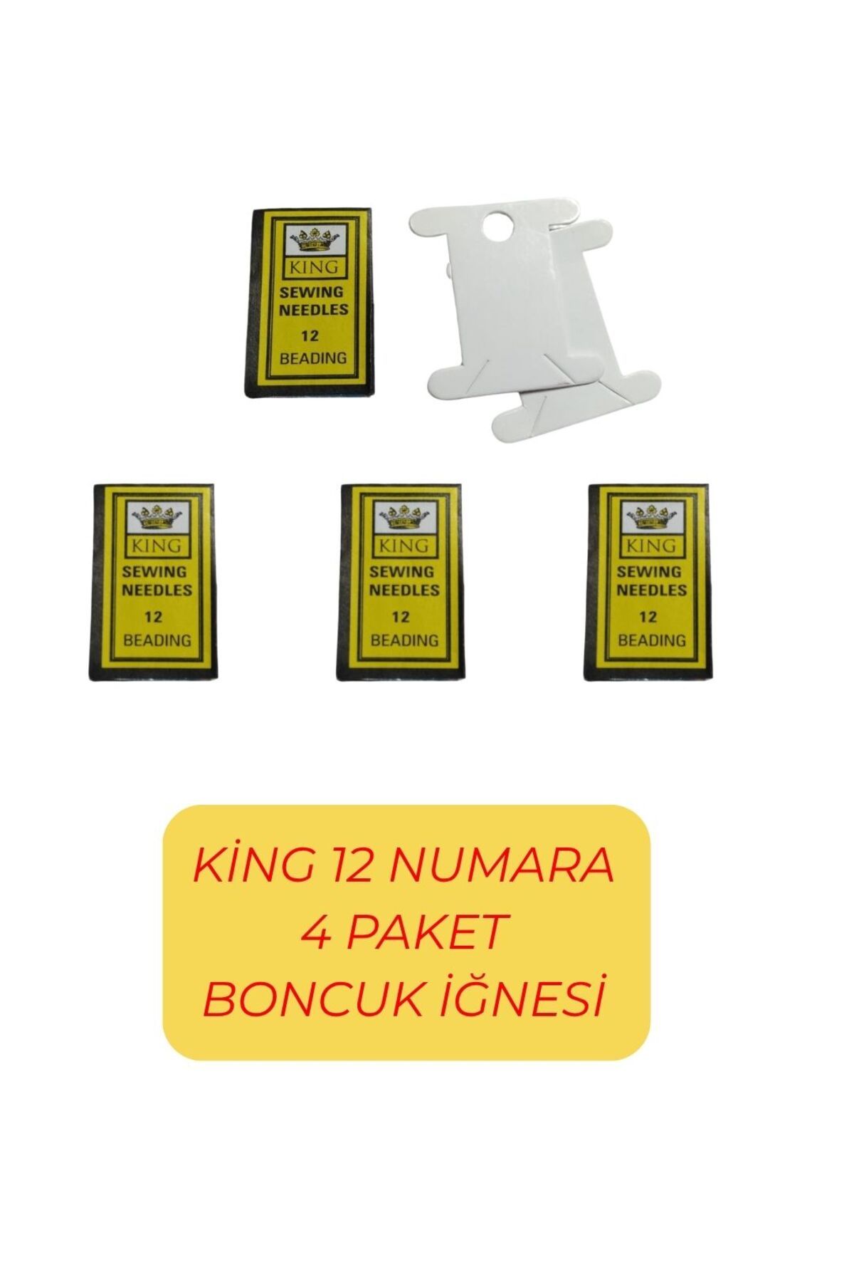Eskişehir hobi sanat King 12 Numara 4 Paket Kum Boncuk Miyuki iğnesi Esnek Yumuşak Ve 2 Adet iplik Sarma Kartı