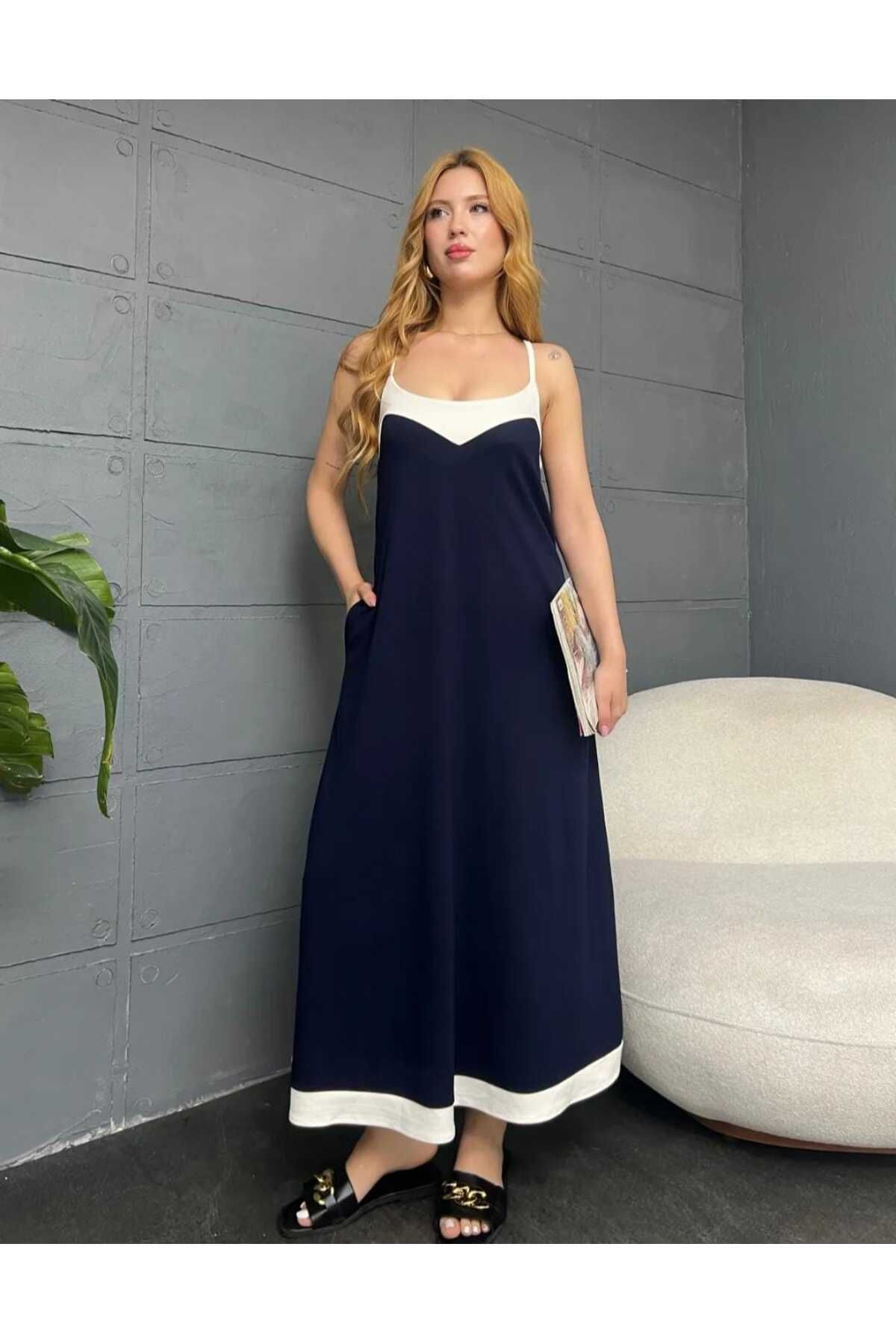 Fua Shop Kadın İp Askılı Garnili Elbise