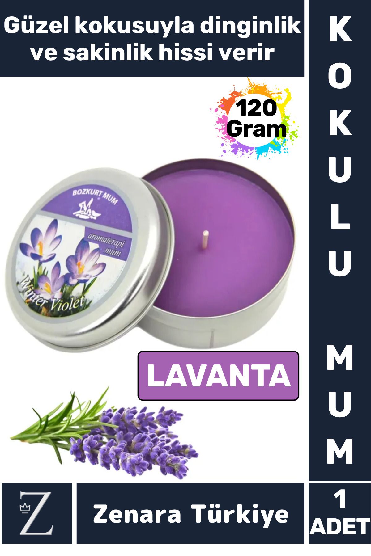 Zenara Özel Metal Kutu Arınma Huzur Meditasyon Yoga Esans Sakinlik Veren Dekoratif Oda Kokusu Mum 120 Gram