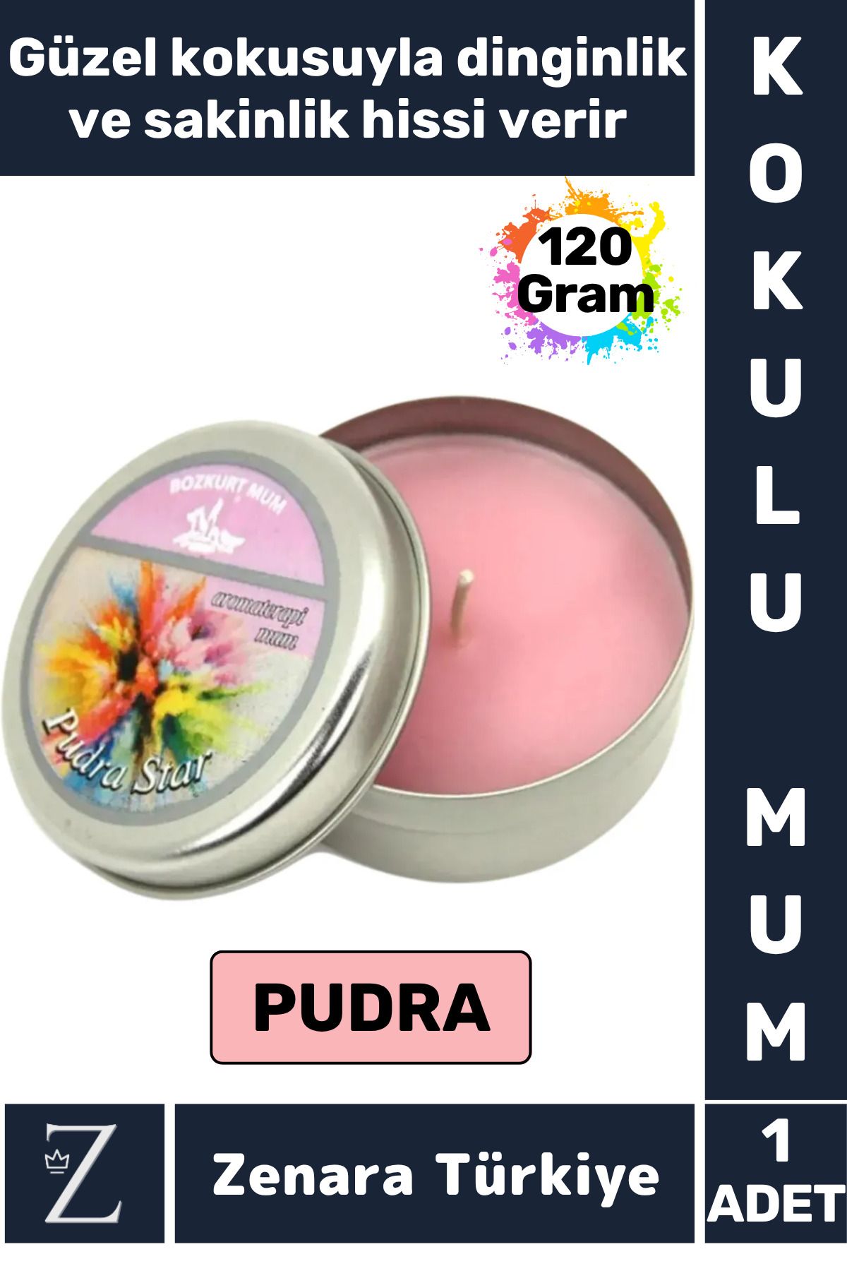 Zenara Özel Metal Kutu Arınma Huzur Meditasyon Yoga Esans Sakinlik Veren Dekoratif Oda Kokusu Mum 120 Gram