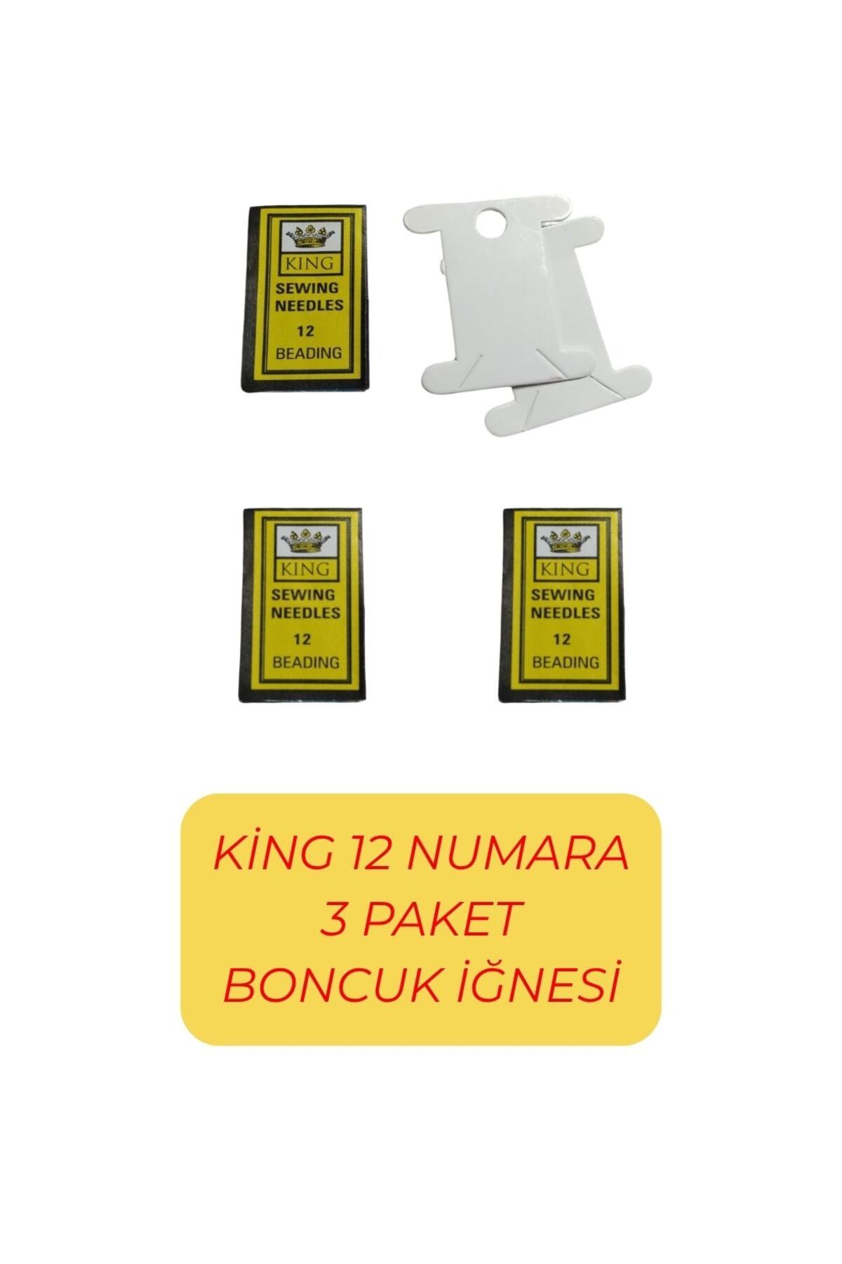 Eskişehir hobi sanat King 12 Numara 3 Paket Kum Boncuk Miyuki iğnesi Esnek Yumuşak Ve 2 Adet iplik Sarma Kartı