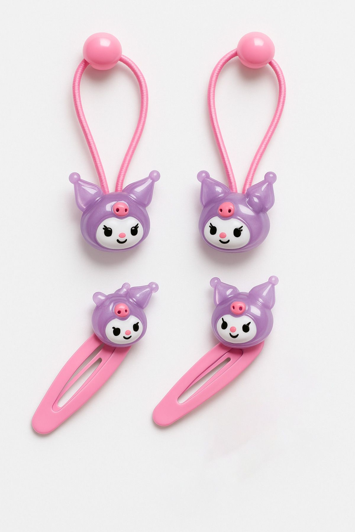 MakeWell Kuromi My Melodi Hello Kity Cinnammaroll Pampampurin Tasarımlı Lastik ve Çıtçıtlı Toka Seti