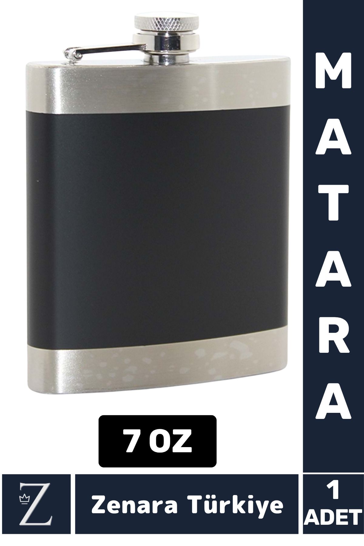 Zenara Yüksek Kalite Dayanıklı Hediye Kamp Piknik Yürüyüş Plaj Outdoor Alkol Konyak Özel Model Matara 7 OZ