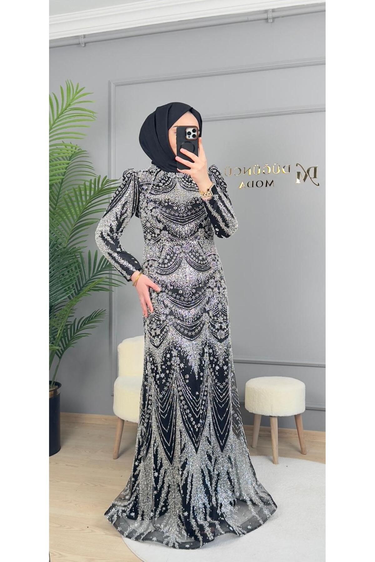 perfectmegastore Pınar Şems Tamamı Taş Detaylı Abiye Elbise-NÜKHET