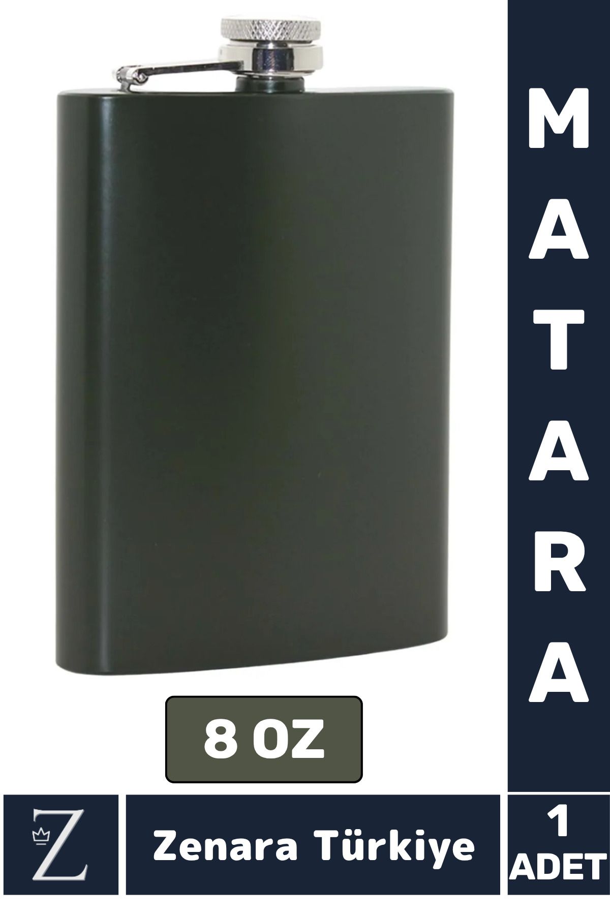 Zenara Yüksek Kalite Dayanıklı Hediye Kamp Piknik Yürüyüş Plaj Outdoor Alkol Konyak Özel Model 8 OZ Matara